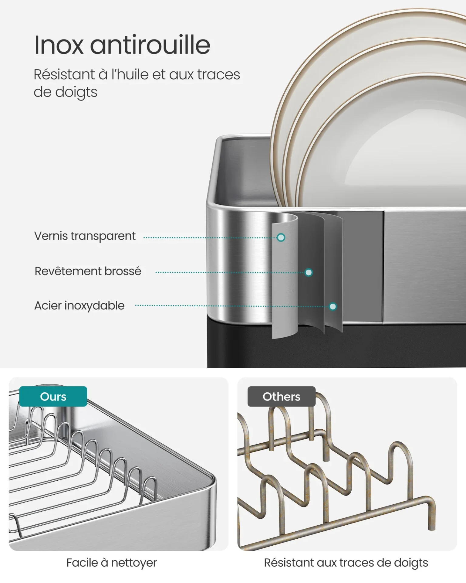 Escurridor de cubiertos de acero inoxidable - Maison Déco Lumière
