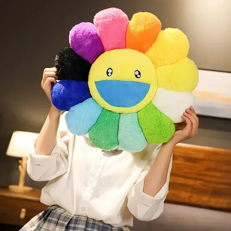 Cojín flor sonriente arco iris - Takashi Murakami - Maison Déco Lumière