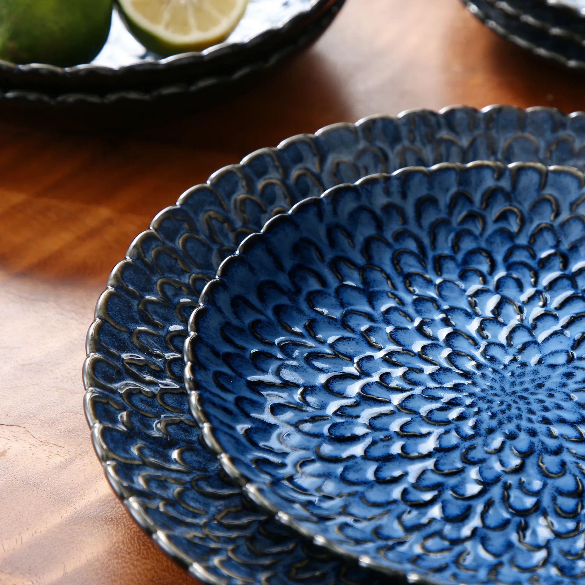 Juego de platos de gres texturado - Home Decor Luz